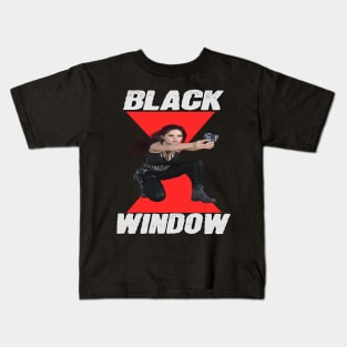 Black Window Spy Character Knock Off Parody Reboot Off Brand Cheesy Meme Kids T-Shirt